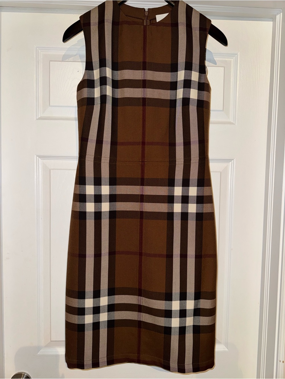 Burberry Dark Birch Brown Check Sleeveless Sheath Dress - Picture 2 of 8